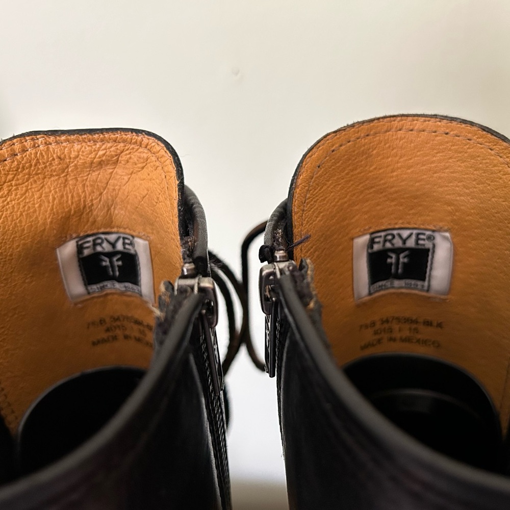 Frye Karen Tall Lace-Up Leather Boots black 7.5 - Picture 11 of 16
